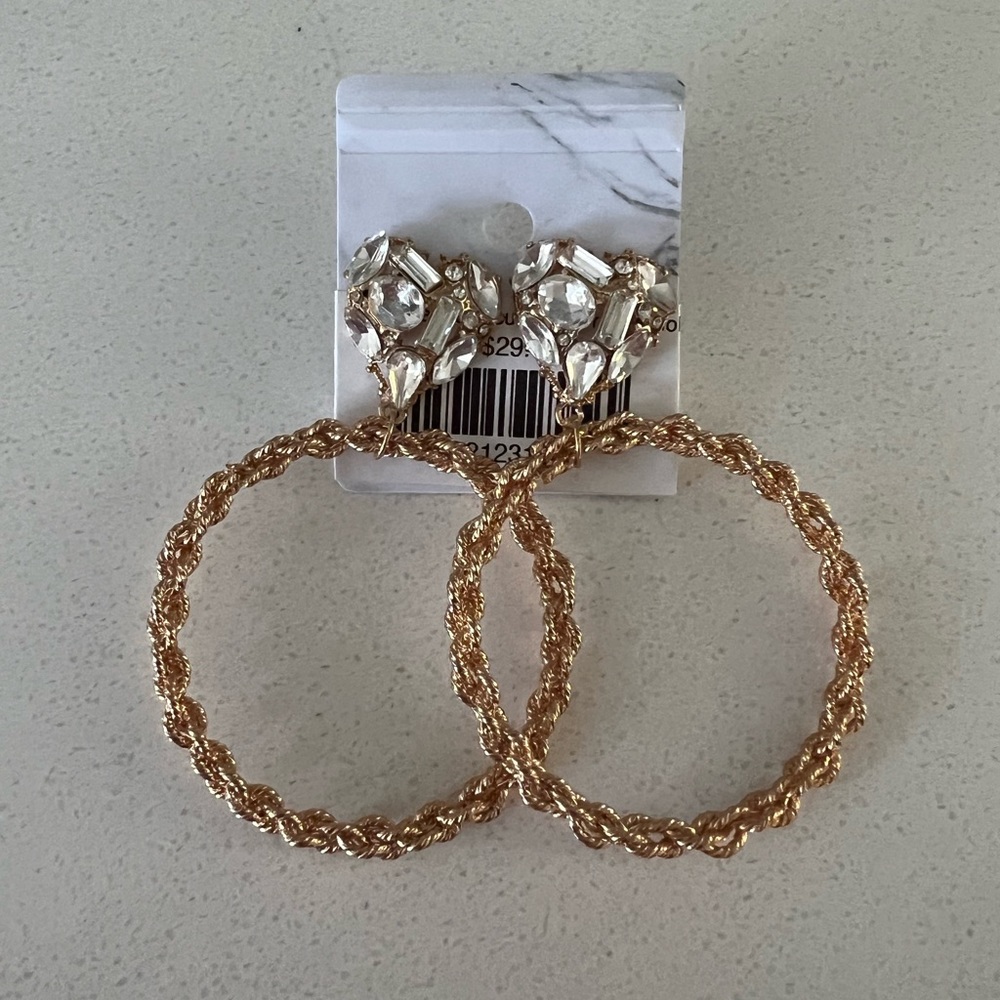 NWT Hope’s Heart Gold Hoop Earrings